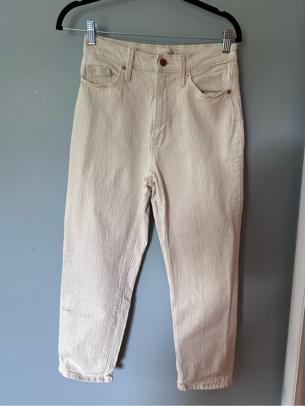 ‘Vintage Straight’ style ecru jeans